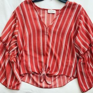 orange/white striped crop top